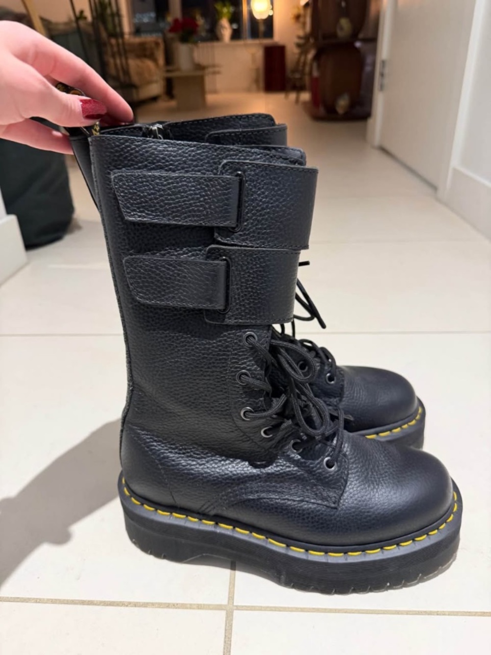 RARE Dr Martens Platform Leather Boots Shoes